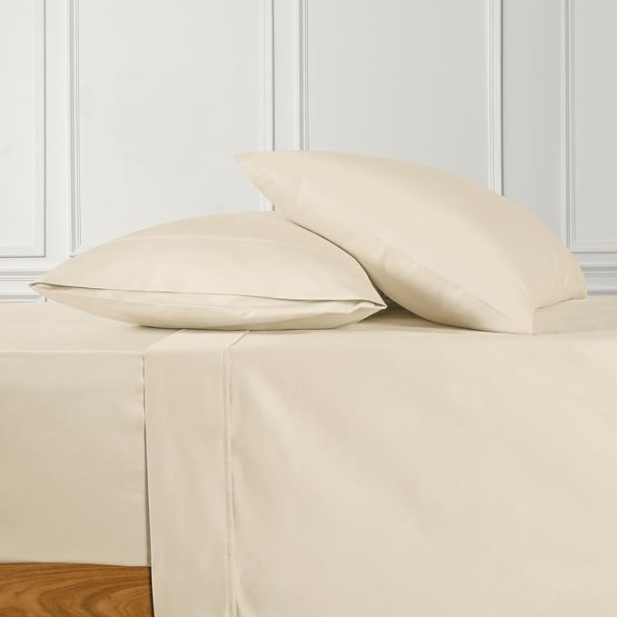 URBANHUT 700 Thread Count California King Sheet Set Egyptian Cotton Sheets, 4Pc Sheet Set Soft Luxury Bed Sheets for Cal King Size Bed, Sateen Weave Hotel Sheets, 16'' Elasticized Deep Pocket - Ivory