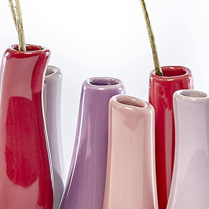 Chive - Pooley 2, Ceramic Flower Vase, 8-Tube Shape (Sangria Red with Pink and Purple)