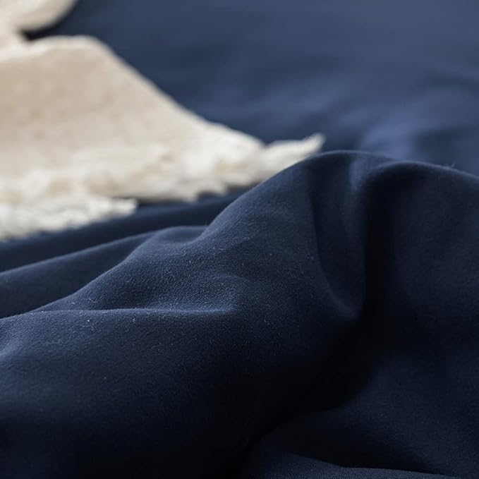 Pureant Navy Blue Comforter Full Set Dark Blue Bedding Comforter Set Solid Navy Full Blanket Quilts Men Women Cotton Blue Full Size Comforter Breathable Soft Navy Blue Comforter with 2 Pillowcases