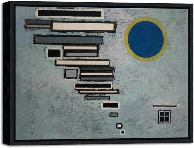 Wieco Art Framed Canvas Wall Art Wassily Kandinsky Unequal 1932 Picture Print of Famous Abstract Paintings Reproduction Canvas Prints for Home Decor Office decorationsand