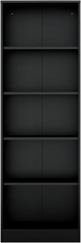 Metal Bookcase with Back Panel, 5 Tier Open Shelf Bookcase with Adjustable Shelves,23.54 Wide Storage Cabinet Sturdy Steel Cube Shelf Organizer, Free Standing Display Unit