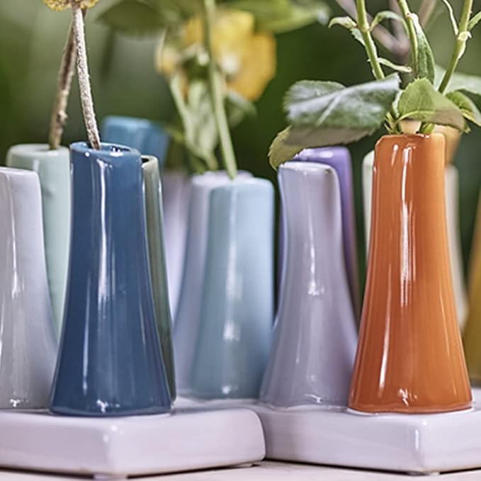 Chive - Pooley 2, Ceramic Flower Vase, 8-Tube Shape (Scout Blue with Blue and Green)