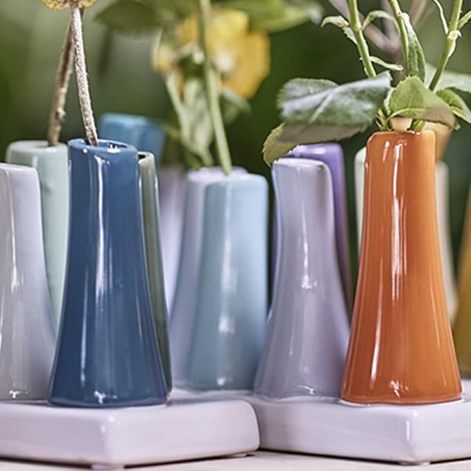 Chive - Pooley 2, Ceramic Flower Vase, 8-Tube Shape (Chartreause)
