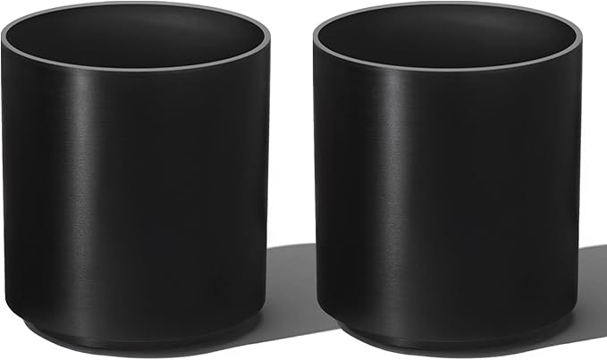 Round Planter Outdoor Indoor, Large Plant Pots for Porch, Patio, Backyard, Modern Decor for Tall Plants, Flowers (Black, 16 inch - 2 Pack)