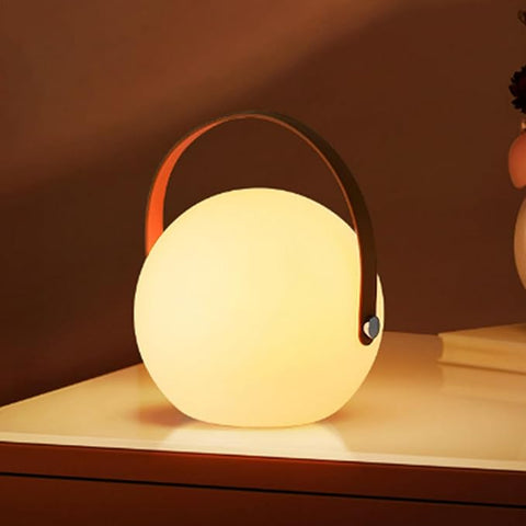 LED Glowing Ball Light with Handle, 7-Inch Cordless 16 Color Changing and 4 Light Modes Kids Night Light, Rechargeable & Dimmable Mood Lamp with Remote Control for Home Party Camping