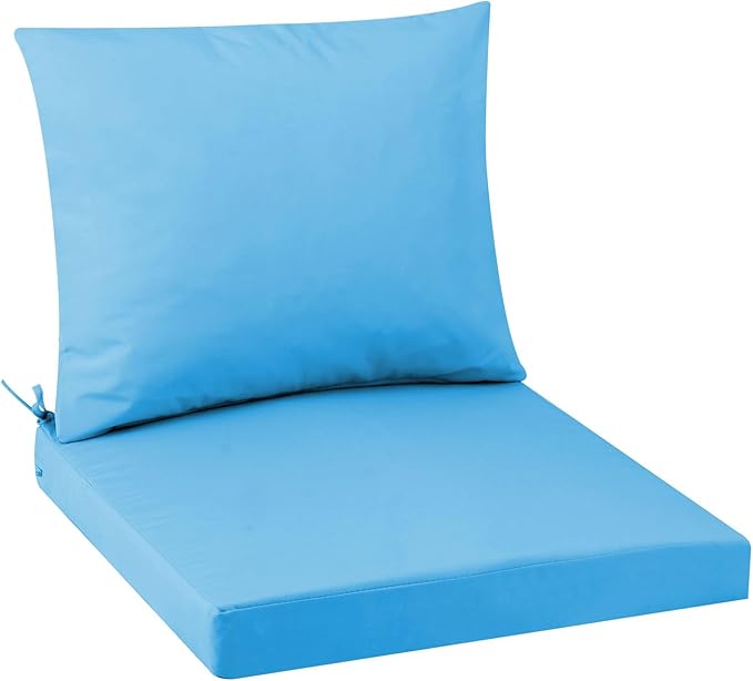 Outdoor Seat Cushion Set 24 x 24 In, Water-Resistant & Fade-Resistan, Patio Furniture Cushions with Removable Cover Deep Seat & Back Cushion with Handle and Adjustable Straps for Chair Sofa,1PC