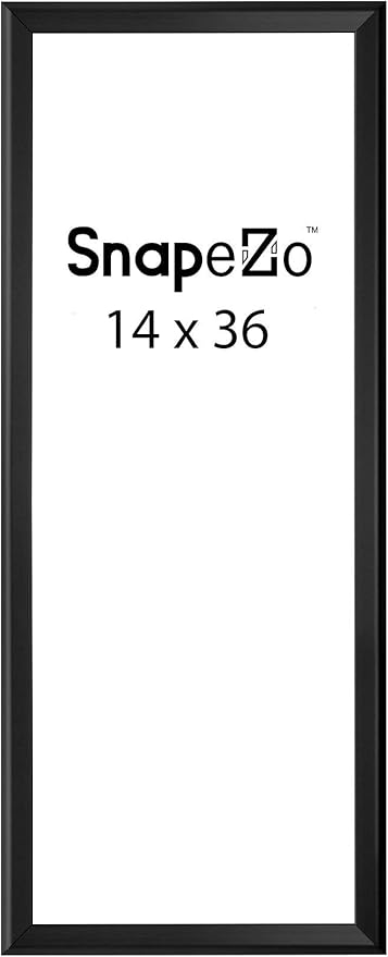 SnapeZo Poster Frame 14x36 Inches, Black 1 Inch Aluminum Profile, Front-Loading Snap Frame, Wall Mounting, Sleek Series