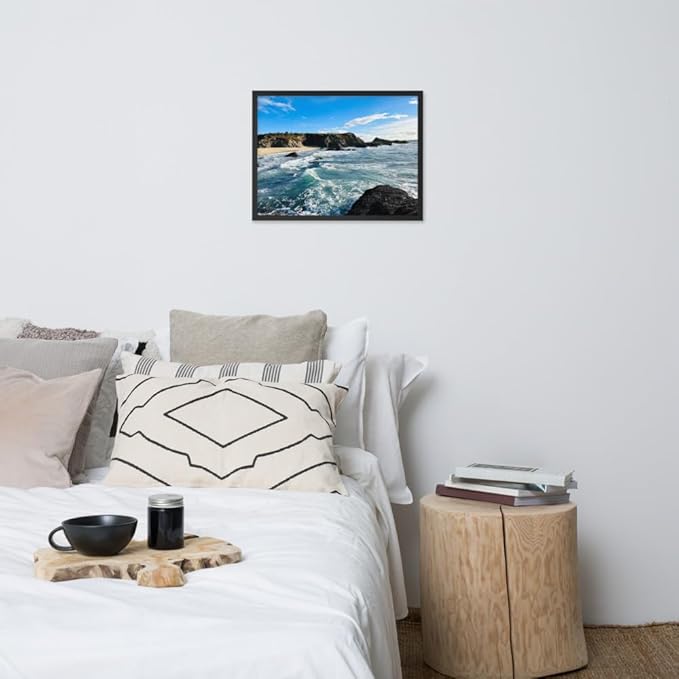 Bodega Bay Coastal Wall Art – Framed Ocean Photography Print – California Nature Landscape Poster – Seascape Decor for Living Room or Bedroom (18x24 inches)- Wooden Framed (Black)