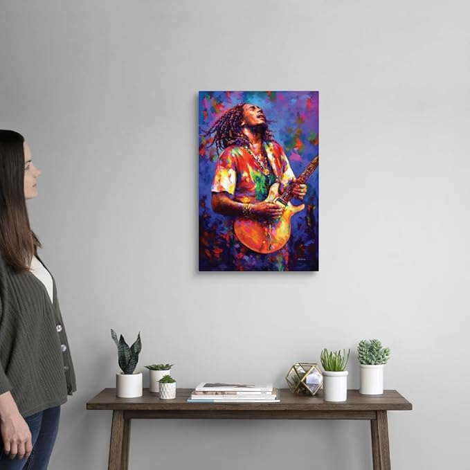 CANVAS ON DEMAND Bob Marley Canvas Wall Art Print by Leon Devenice, Figurative, Home Decor, Celebrity Artwork, 16" x24in