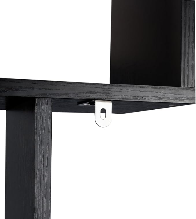 Tangkula 6-Tier Geometric Bookcase, Modern S-Shaped Storage Display Bookshelf for Living Room, Anti-Toppling Device, Home Office Wooden 6 Shelf Open Bookcase (2, Black)