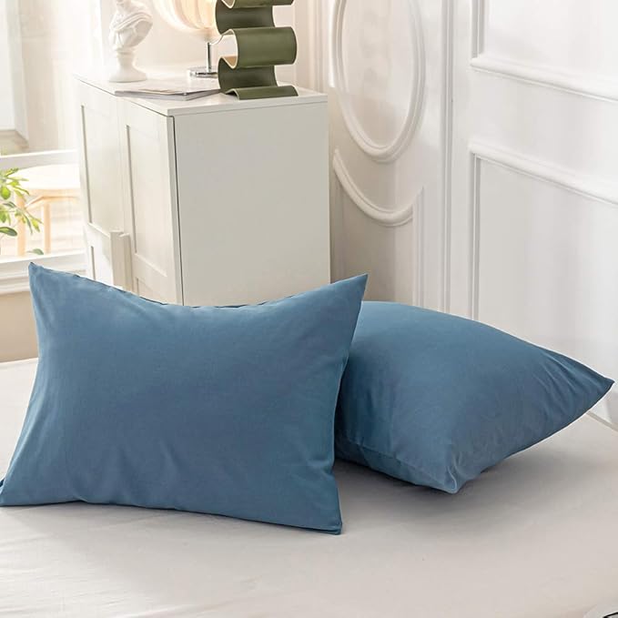 Pureant Blue Comforter Set King Size Dusty Blue Bedding Comforter Sets for Women Men Cotton Lake Blue King Comforter Soft Adults Grayish Comforter Sets Solid Color Quilt Breathable