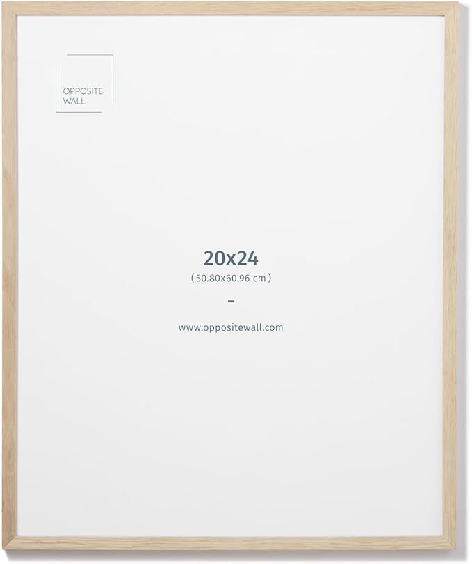 Opposite Wall - 20x24 in - Natural Solid Oak Wood Picture Frame - Lightweight, Versatile & Shatterproof - Wall Hanging Poster or Photo Frame - Wall Decor for Office, Gallery & Home