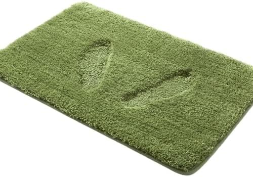 YHF Bathroom Rugs 20" X 32", Extra Thick & Soft Microfiber Shaggy, Machine Washable Bath Mats, Absorbent Bath Rugs, Non-Slip Rubber Backing Bath Mat for Bathroom Floor, Tub and Shower, Sage Green