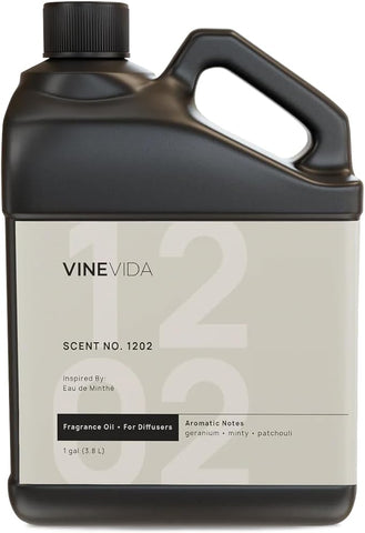 VINEVIDA [Gallon (128 Fl Oz)] Scent NO. 1202 Fragrance Oil for Cold Air Diffusers, Aromatic Notes of Mint, Nutmeg & Patchouli Essential Oils for Diffuser Oil Refill & Air Freshener Room Spray