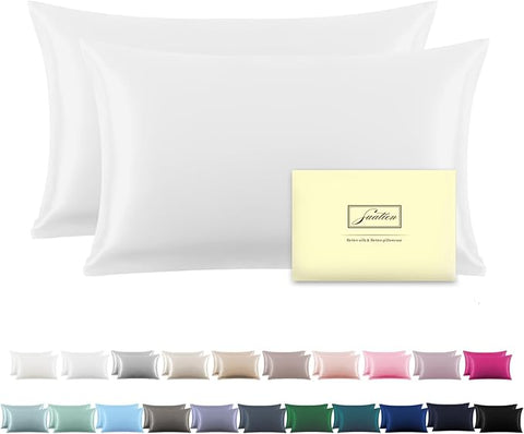 Silk Pillowcase for Hair and Skin,Soft,Breathable and Sliky 100% Silk Pillowcases King Set of 2,Both Sides Natural Mulberry Silk Pillow Cases with Hidden Zipper(King Size 20"X 36",2pcs)