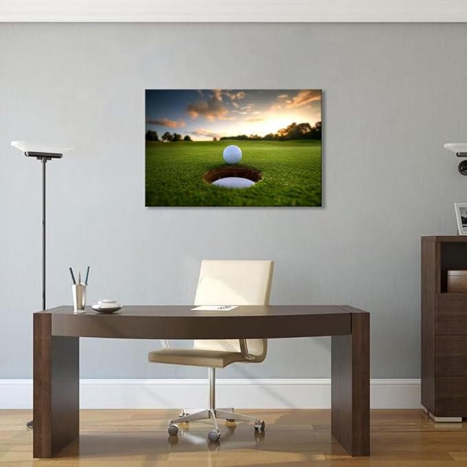 chenchenArt Golf Wall Art for Living Room Bedroom Home Decorations Golf Ball Picture Poster Canvas Prints Modern Artwork Framed Ready to Hang(28''H x 44''W)