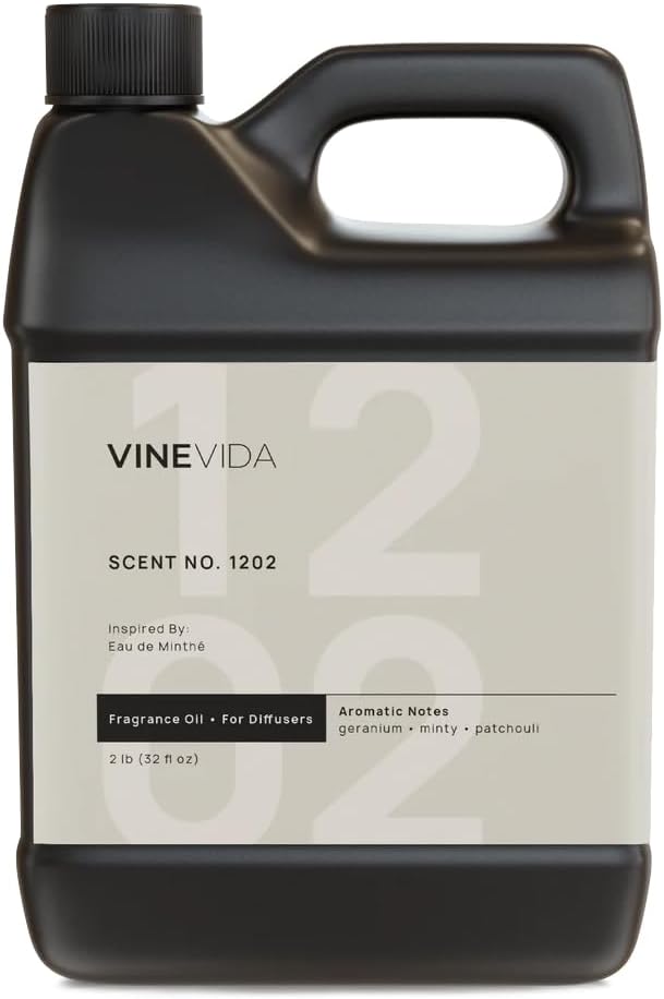 VINEVIDA [32 Fl Oz] Scent NO. 1202 Fragrance Oil for Cold Air Diffusers, Aromatic Notes of Mint, Nutmeg, Rose Oxide & Patchouli Essential Oils for Diffuser Oil Refill & Air Freshener Room Spray