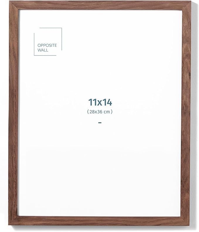 Opposite Wall - 11x14 in - Dark Solid Oak Wood Picture Frame - Lightweight, Versatile & Shatterproof - Wall Hanging Poster or Photo Frame - Wall Decor for Office, Gallery & Home