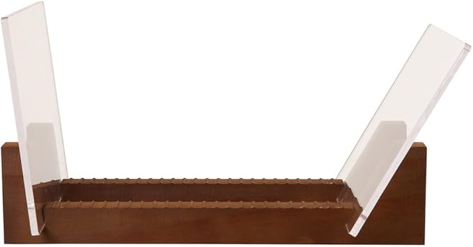 KAIU Vinyl Record Storage Holder - Solid Wood with Crystal Clear Acrylic Holder - Premium Design, Perfect 12" LPs or 7" Singles Display Unit - Stores and Supports up to 50 Albums (Vintage Brown)