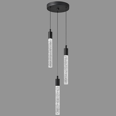 Modern Light Fixture Kitchen Island Pendant Light Dimmable LED Black Pendant Lights Mini Crystal Pendant Lighting for Bedroom Dining Room Living Room（3-Light ）