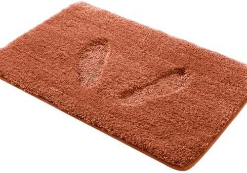 YHF Bathroom Rug Set 2 Piece, Extra Thick & Soft Microfiber Shaggy, Machine Washable Bath Mats, Absorbent Bath Rugs, Non-Slip Rubber Backing Bath Mat for Bathroom Floor, Tub and Shower, Rust