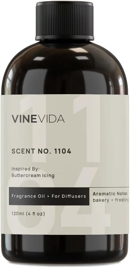 VINEVIDA [4 Fl Oz] Scent NO. 1104 Fragrance Oil for Cold Air Diffusers, Aromatic Notes of Buttercream Frosting, Creamy & Fresh Bakery Essential Oils for Diffuser Oil Refill & Air Freshener Room Spray
