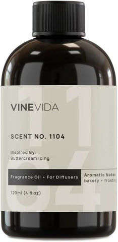 VINEVIDA [4 Fl Oz] Scent NO. 1104 Fragrance Oil for Cold Air Diffusers, Aromatic Notes of Buttercream Frosting, Creamy & Fresh Bakery Essential Oils for Diffuser Oil Refill & Air Freshener Room Spray