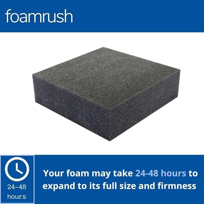 FoamRush 7" x 26" x 32" Charcoal High Density Upholstery Foam Cushion (Upholstery Sheet, Foam Padding, Seat Replacement, Chair Cushion Replacement, Square Foam, Wheelchair Seat Cushion) Made in USA