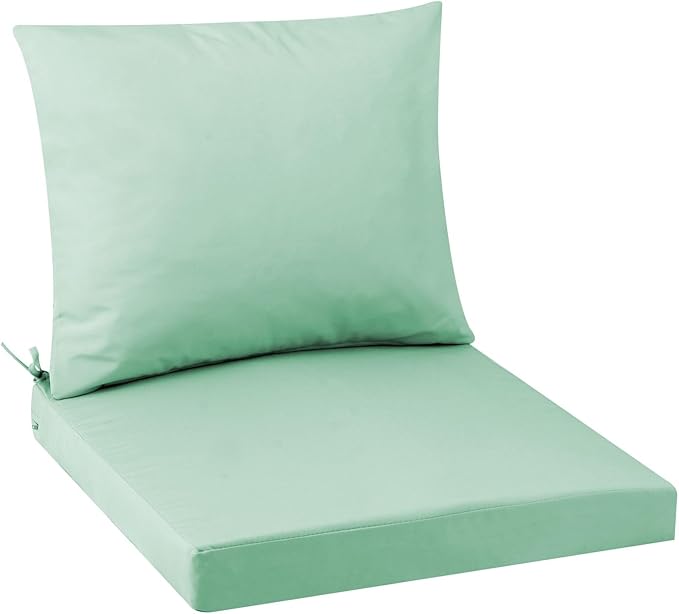 Outdoor Seat Cushion Set 19 x 19 In, Water-Resistant & Fade-Resistan, Patio Furniture Cushions with Removable Cover Deep Seat & Back Cushion with Handle and Adjustable Straps for Chair Sofa,1PC