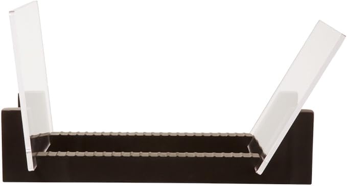 KAIU Vinyl Record Storage - Solid Wood with Crystal Clear Acrylic Holder - Premium Design, Perfect 12" LPs or 7" Singles Display Unit - Stores and Supports up to 50 Albums (Modern Black)