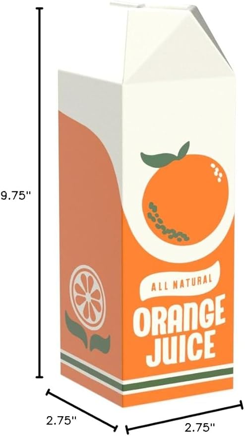 ban.do Vintage Inspired Orange Juice Vase, The Original Rise and Shine Decorative Ceramic Vase, OJ Carton, Retro/Unique/Eclectic/Novelty Accent for Home/Kitchen/Office, Orange Juice