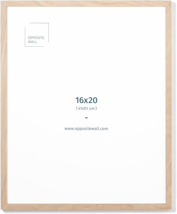 Opposite Wall - 16x20 in - Natural Solid Oak Wood Picture Frame - Lightweight, Versatile & Shatterproof - Wall Hanging Poster or Photo Frame - Wall Decor for Office, Gallery & Home
