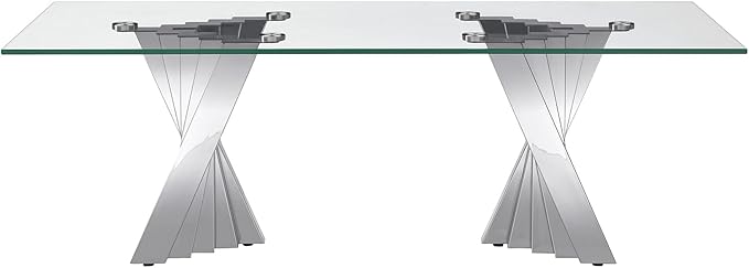 Glass 2 Piece Living Room Table Sets,2-Piece Table Set Includes Glass Coffee Table and End Tables with Stainless Steel Frame,Modern Coffee Table Set of 2 for Living Room