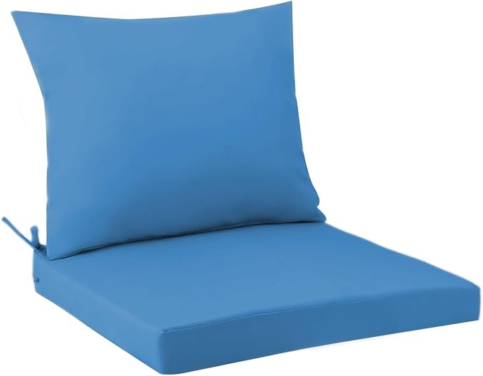 Outdoor Seat Cushion Set 19 x 19 In, Water-Resistant & Fade-Resistan, Patio Furniture Cushions with Removable Cover Deep Seat & Back Cushion with Handle and Adjustable Straps for Chair Sofa,1PC