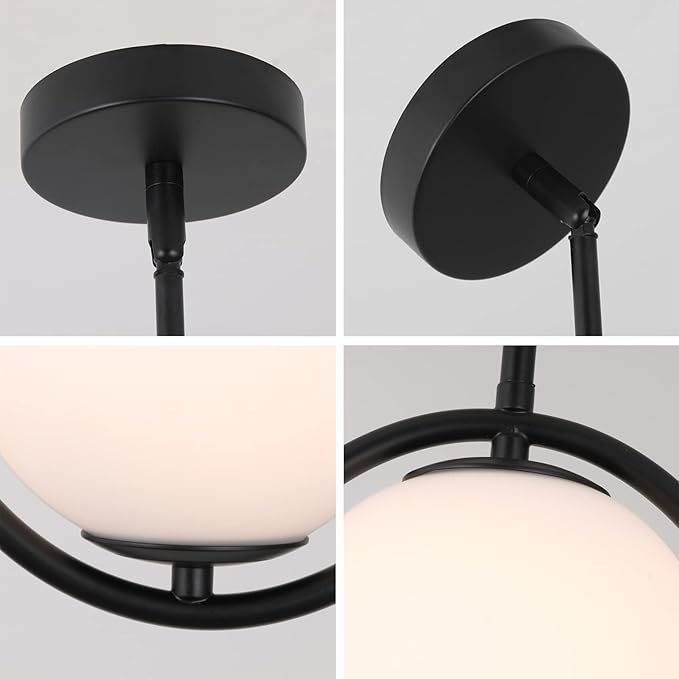 Modern Style Pendant Lighting Mid Century Pendant Light Fixture Hanging Lighting Fixture Vintage Style with White Globe Glass Lampshade Pendant Chandelier for Kitchen Island Dining Room Bedroom