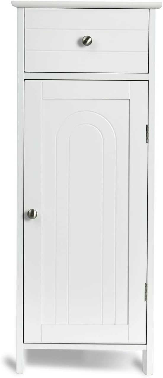 GLACER Floor Storage Cabinet, Multifunctional Bathroom Storage Cabinet with 2 Adjustable Shelves, Ideal for Bathroom, Living Room, 14 x 12 x 34.5 inches (White)