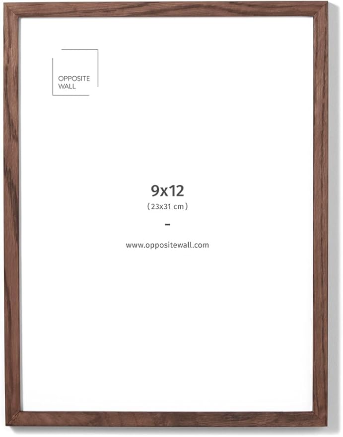 Opposite Wall - 9x12 in - Dark Oak Wood Picture Frame - Lightweight, Versatile & Shatterproof - Wall Hanging Poster or Photo Frame - Wall Decor for Office, Gallery & Home