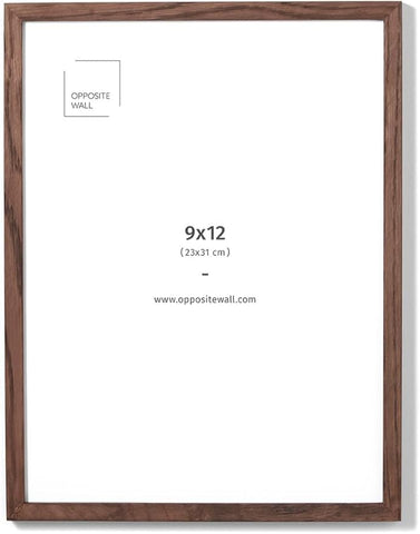 Opposite Wall - 9x12 in - Dark Oak Wood Picture Frame - Lightweight, Versatile & Shatterproof - Wall Hanging Poster or Photo Frame - Wall Decor for Office, Gallery & Home