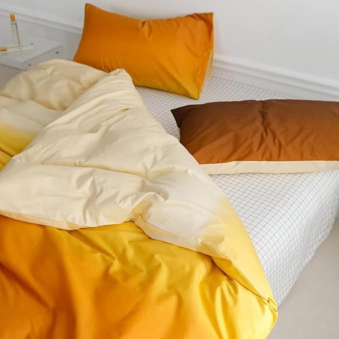 CLOTHKNOW Orange Pumpkin Full Size Comforter Set 3Pcs Dark Orange Bedding Comforter Sets Light Yellow Comforter Full Soft Yellow Comforter Sets Full