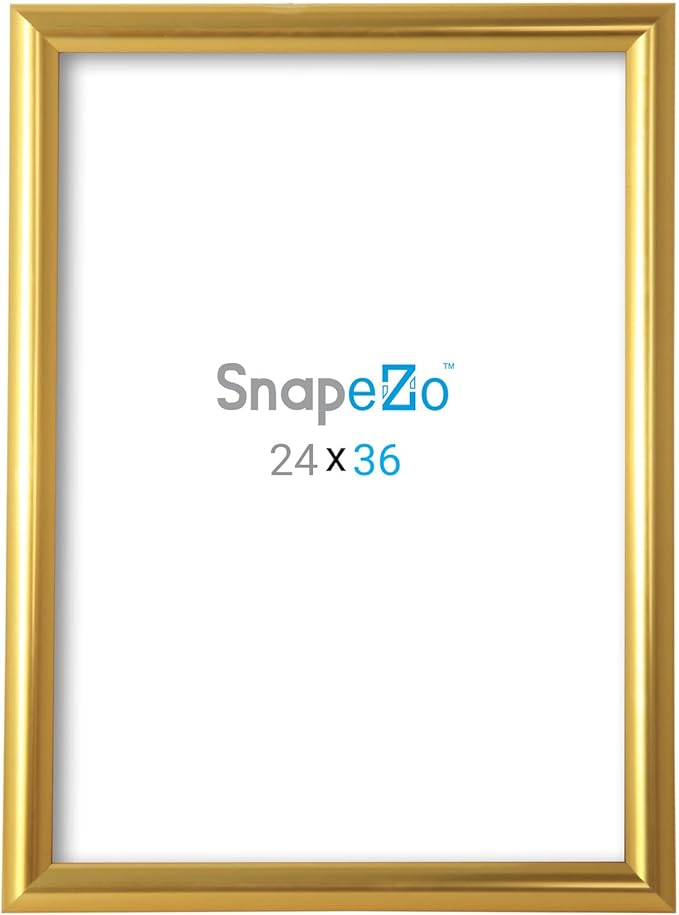 SnapeZo Gold Effect 24x36 Poster Frame, Front-Loading, Wall Mount, Aluminum 1" Profile, Sleek Series