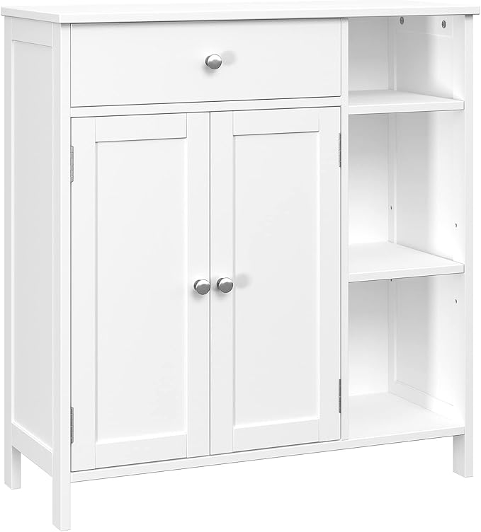 Irontar Bathroom Cabinet with Doors, Bathroom Floor Cabinet with Drawer & Adjustable Shelf, Kitchen Cupboard Storage for Living Room, Entryway, White