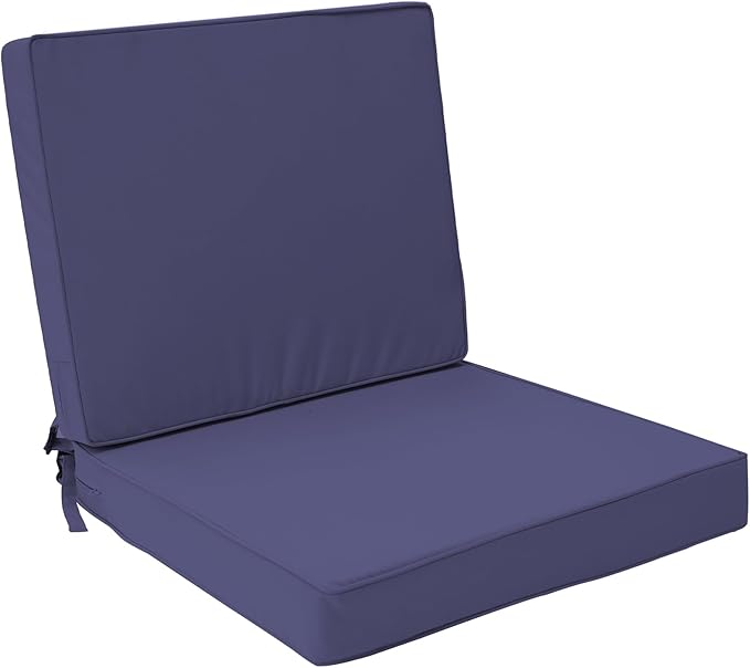 Outdoor Deep Seat Cushion Set 22" x 22", Water Repellent & Fade Resistant Cushion for Patio Furniture, Back & Seat Cushion with Removable Covers for Sofa, Couch, Navy