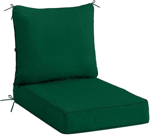 Sundale Outdoor Olefin Deep Seat Cushion, Patio Chair Cushion and Pillow, Water-Resistant Sectional Sofa Pad with Straps Dark Green, 24 x 24 x 4 Inches