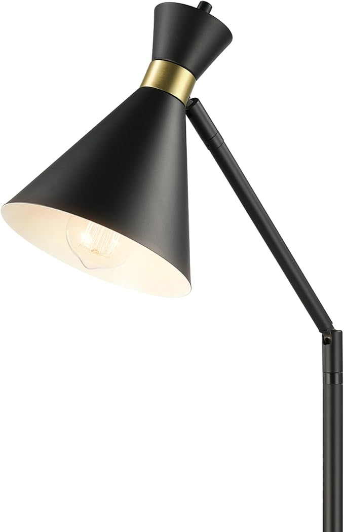 Globe Electric 61000059 62" Floor Lamp, Matte Black, Matte Brass Accents, On/Off Rotary Switch on Socket, Floor Lamp for Living Room, Floor Lamp for Bedroom, Home Office Accessories