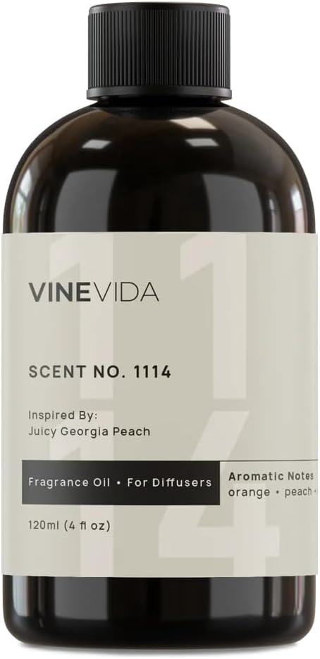 VINEVIDA [4 Fl Oz] Scent NO. 1114 Fragrance Oil for Cold Air Diffusers, Aromatic Notes of Peach, Orange Blossom, Honeysuckle & Vanilla Essential Oils for Diffuser Oil Refill & Air Freshener Spray