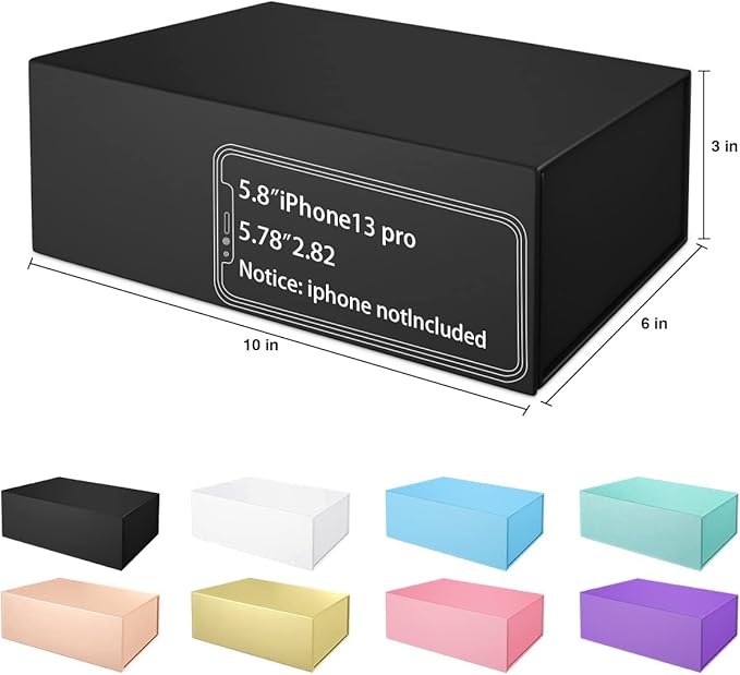 Black Gift Box 10" x 6" x 3" with Magnetic Closure Lid Gift Boxe for Presents,Bridesmaid Gifts Boxes,Cute Box,Birthday Box,Luxury for Gift Packaging, Magnetic Gift Boxe for Wrapping Gifts (Black)