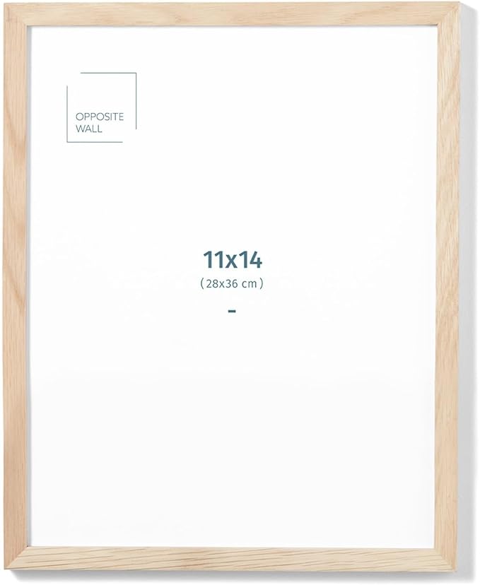 Opposite Wall - 11x14 in - Natural Solid Oak Wood Picture Frame - Lightweight, Versatile & Shatterproof - Wall Hanging Poster or Photo Frame - Wall Decor for Office, Gallery & Home