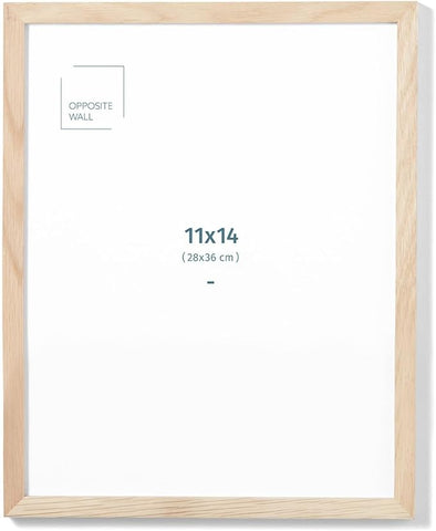Opposite Wall - 11x14 in - Natural Solid Oak Wood Picture Frame - Lightweight, Versatile & Shatterproof - Wall Hanging Poster or Photo Frame - Wall Decor for Office, Gallery & Home