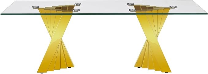 Glass 2 Piece Living Room Table Sets,2-Piece Table Set Includes Glass Coffee Table and End Tables with Stainless Steel Frame,Modern Coffee Table Set of 2 for Living Room