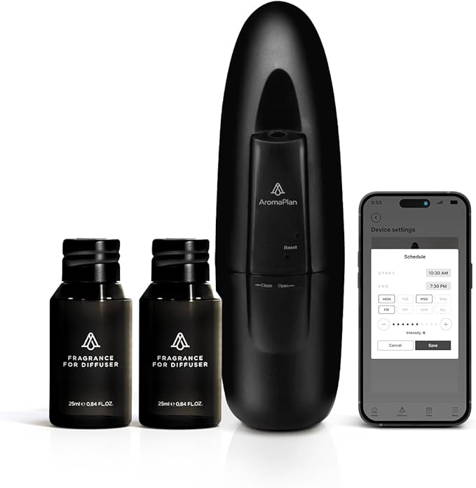 AromaPlan Authentic 2025 Upgraded Plug in Waterless Diffuser (2 Fragrances Included) -Cold Air & Nanotechnology Diffusers for Home & Office- Silent Wall Diffuser Plug in (1 Device +2 Scents)